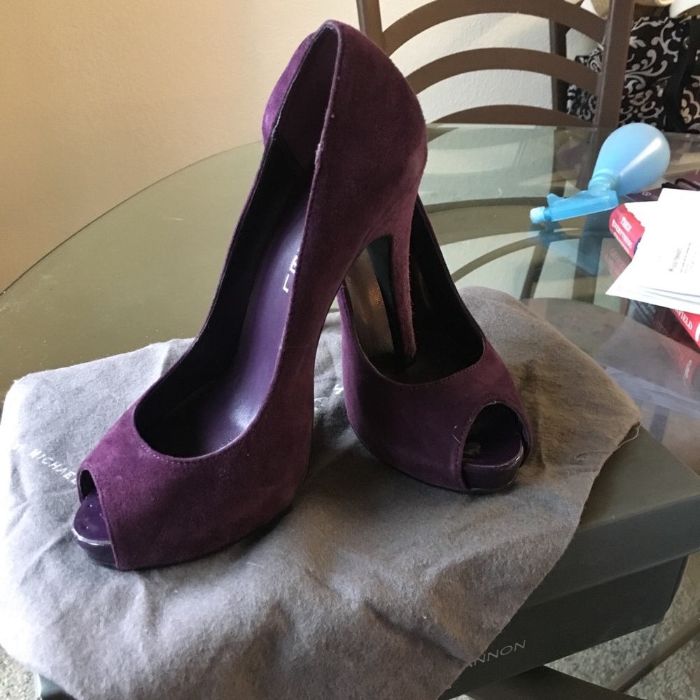 Purple Peep Toe Heels
